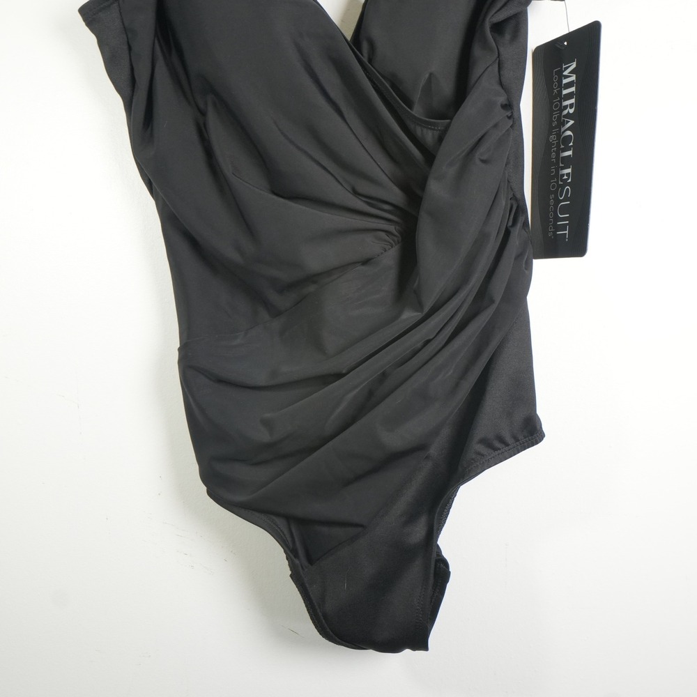 Miraclesuit Oceanus Swimsuit Womens 14 Black One Piece Tummy Control Ruched NEW - Picture 3 of 10